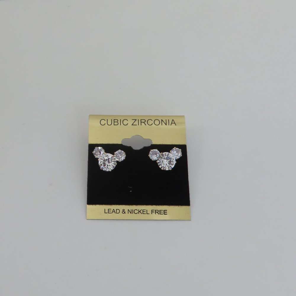 Mickey Mouse Cubic Zirconia Stud Earrings